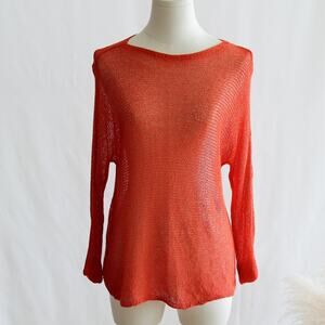 Eileen Fisher Linen Blend knit long-sleeve top size PP